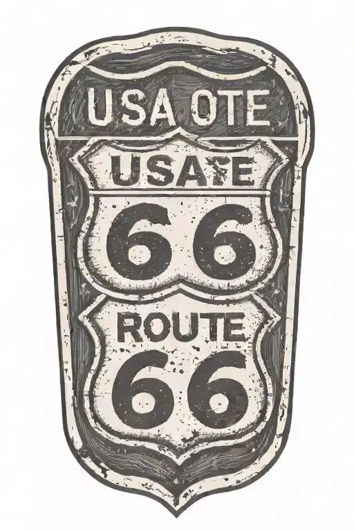 Usa Route 66 Sign With Road