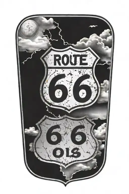 Usa Route 66 Sign With Road