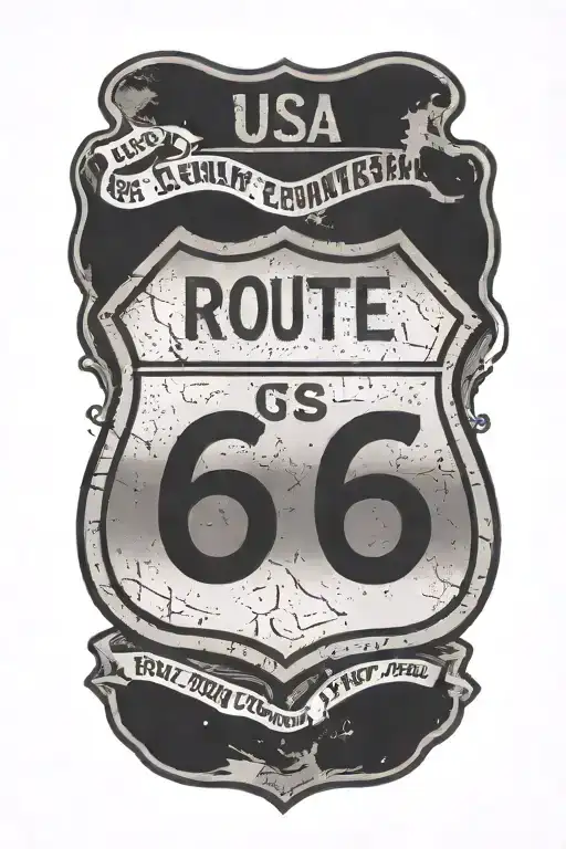 Usa Route 66 Sign With Road