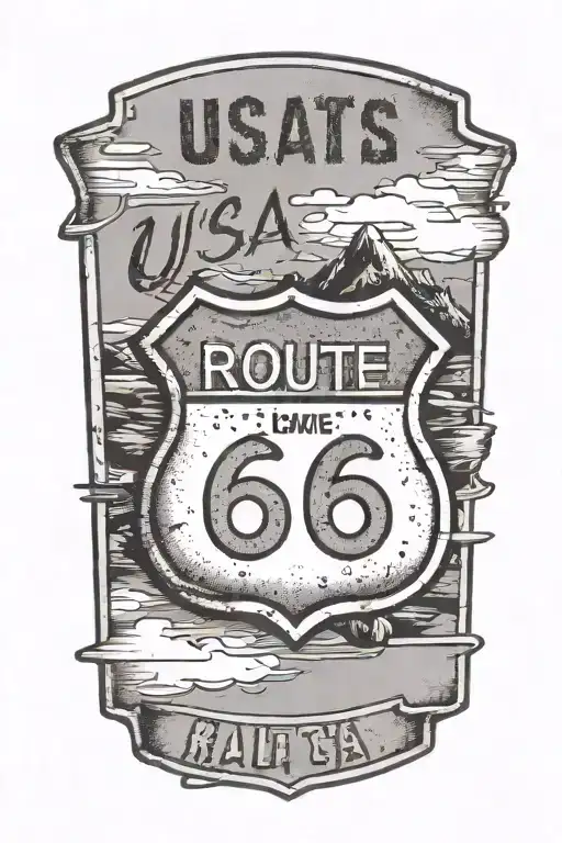 Usa Route 66 Sign With Road