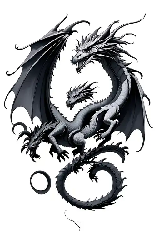 2 Dragons Flying Together Symbolizing Love