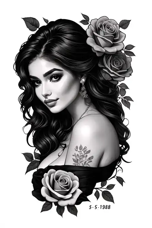 Lissette Hernandez And 5-15-1986 With Rose Intertwined