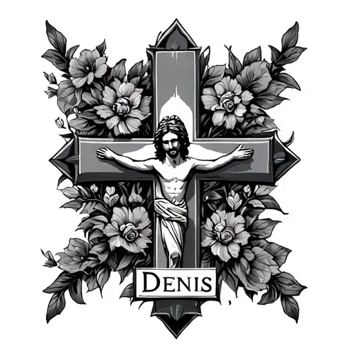 A Jesus Cross With The Name Denis With Modern Design