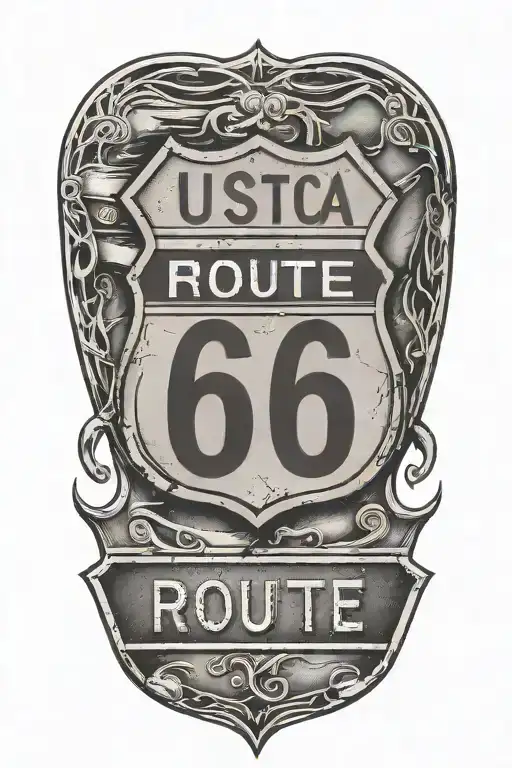 Usa Route 66 Road Sign And Car