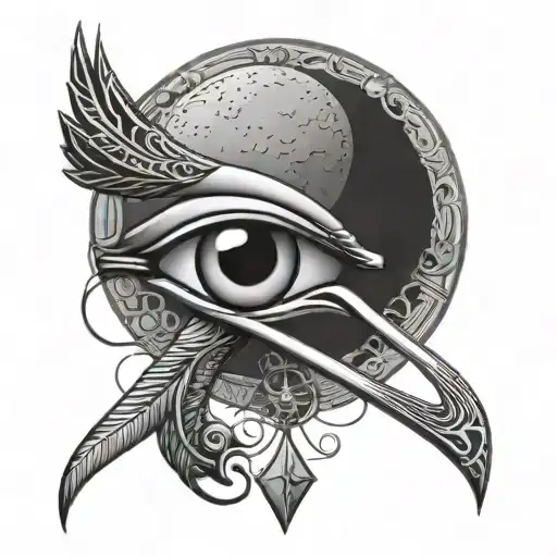 Eye Of Horus Merged With Symbol Of Lifesurrounded By Moon