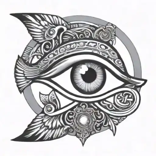 Eye Of Horus Merged With Wnkh Surrounded By Moon