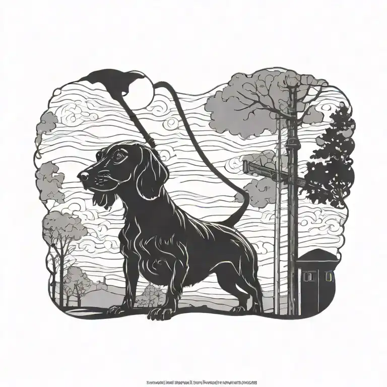 Silhouette Of Donna Carnow Pole With Sausage Dog