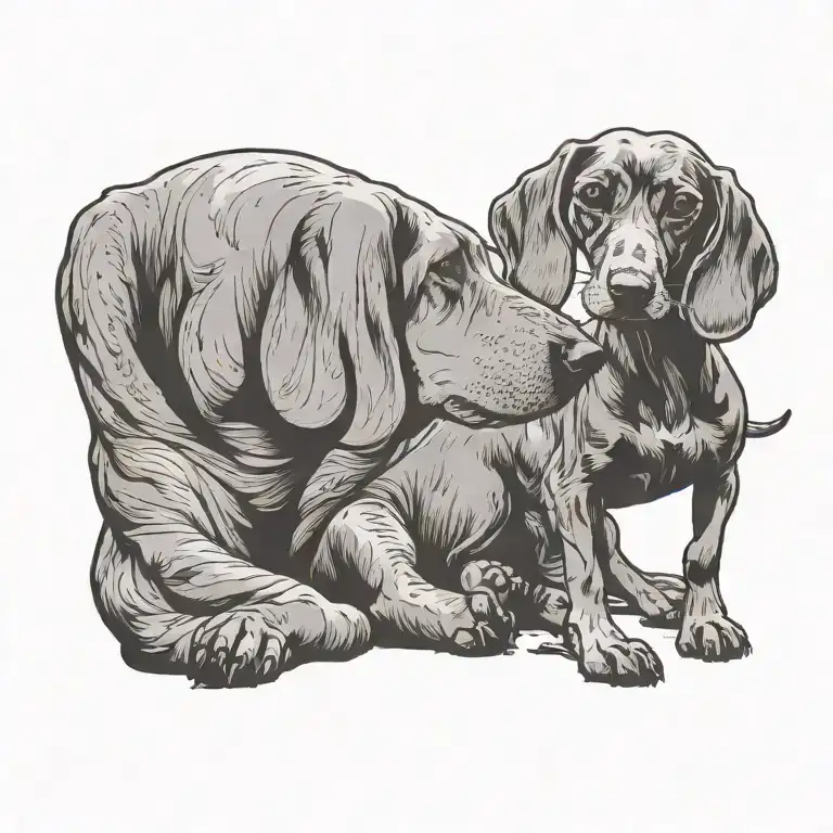 Short Haired Female Silhouette With Brown And Black Sausage Dog