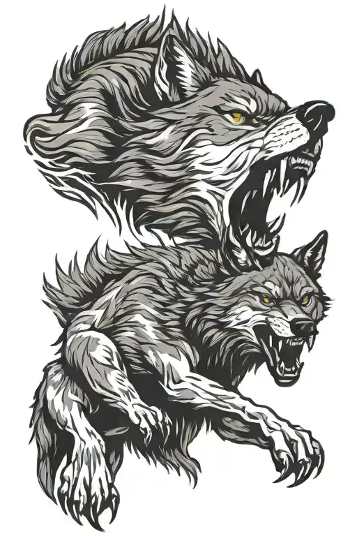 Wolf Growl Aggressive Defending