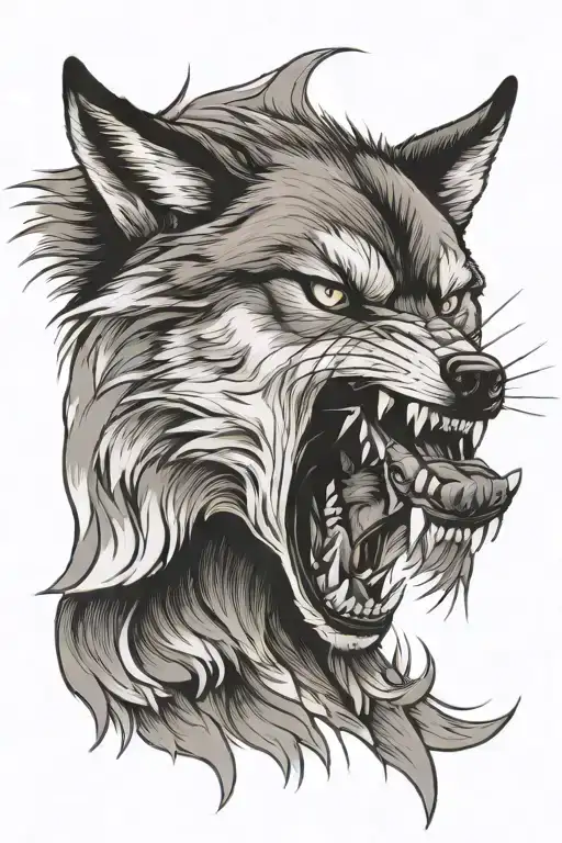 Wolf Growl Aggressive Defending