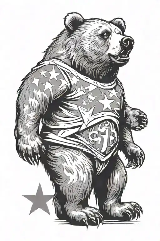 Bear With Three Stars And A Cerca Trova Flag Incorporated