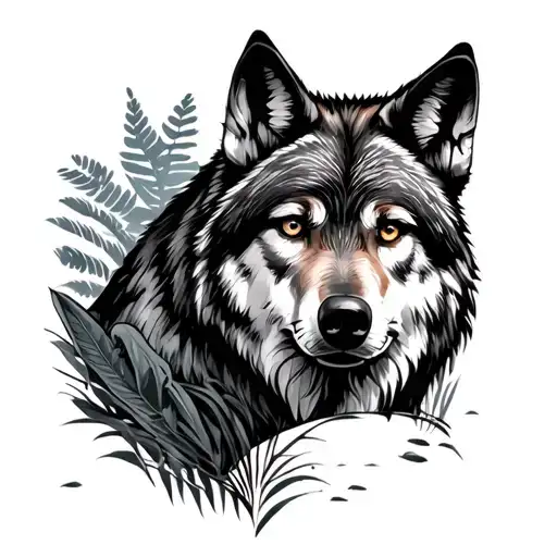 Wolf In Jungle Scene