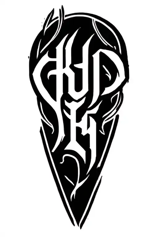 Vertical Hustler Word Tattoo Design