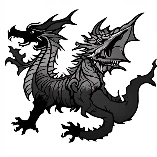 Map Of Wales With A Dragon Breathing Fire