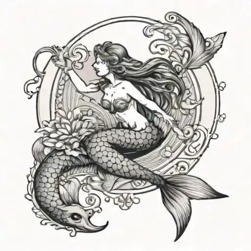 Tarot Card With Mermaid Illustration