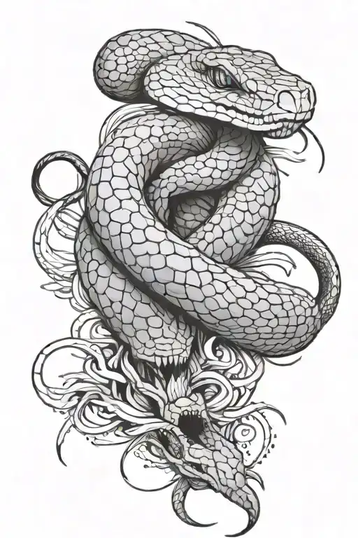 Wrap Around Snake Attacking On Forearm Sleeve