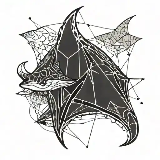 Geometric Fine Line Manta Ray
