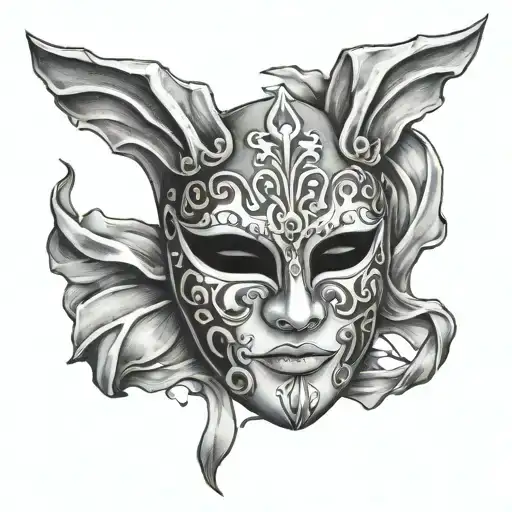 Draw A Tattoo Of A Broken Venetian Volto Mask