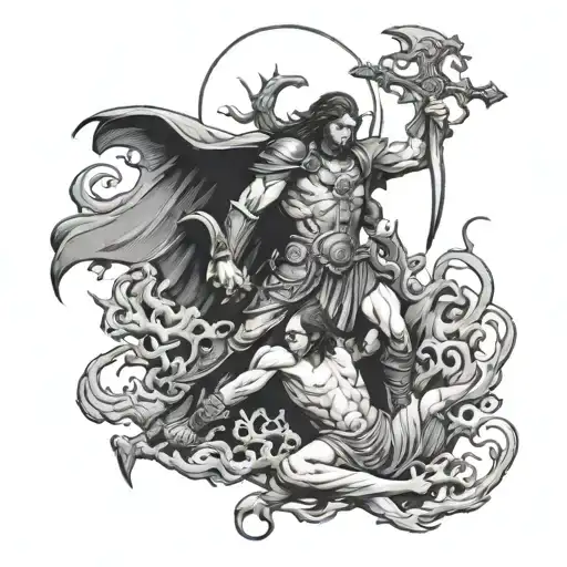 St Michel Killing Satan Goth Gore