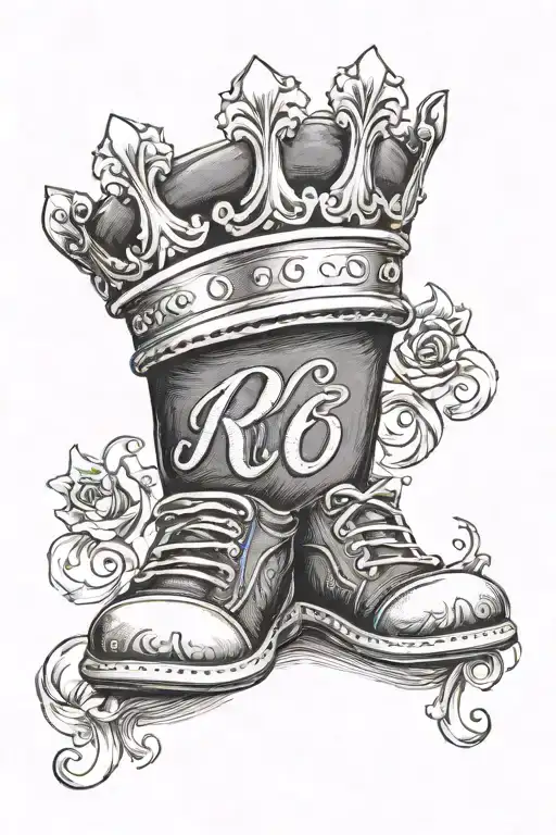 A Baby Feet With A Crown On Top Hat And Name Written In Between And Hidden R Initial