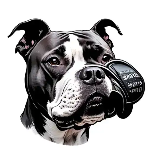 Pitbull Wearing Muzzle