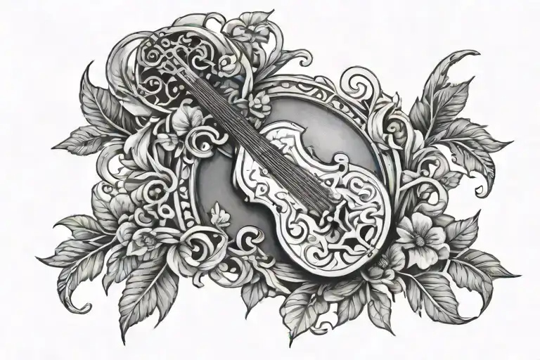 The Sun And One Lyre Apart And Connected By Vines