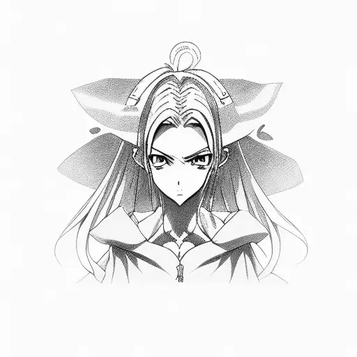 A Black-grey Portrait Of A Favorite Anime Character