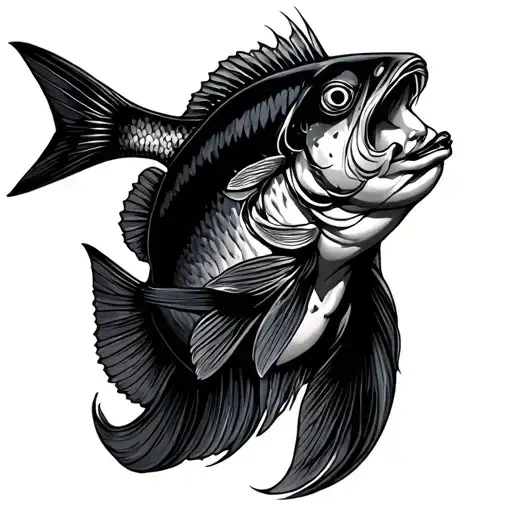 Pinup Girl Sexy Full Body Cutting A Giant Fish