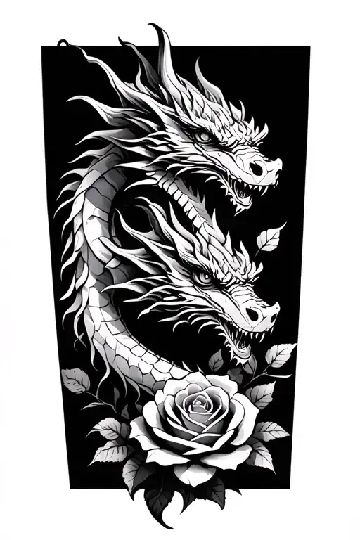 Dragon And Roses