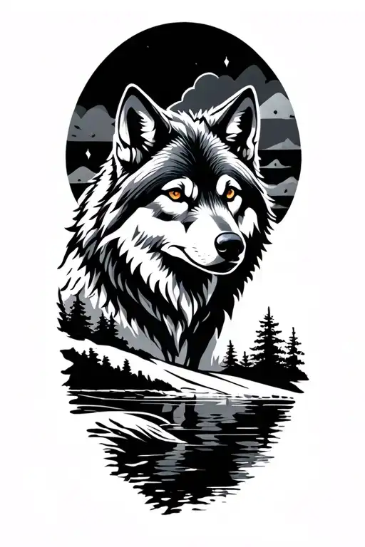 Landscape Wolf Silhouette