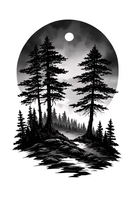 Forearm Tatto Forest Scene