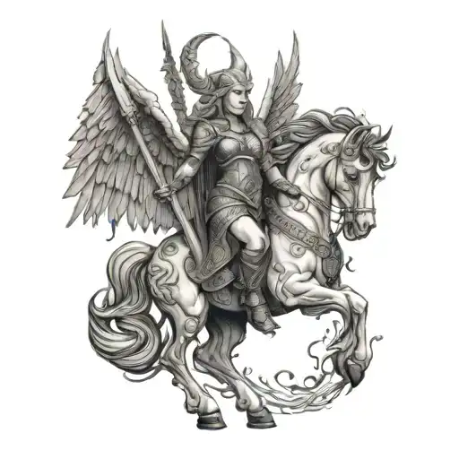 Viking Female Angel Unicorn Full Body