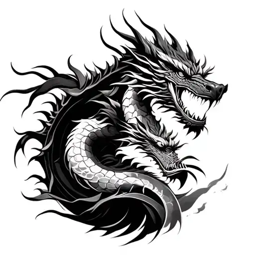 Samurai And Dragon Realism Style