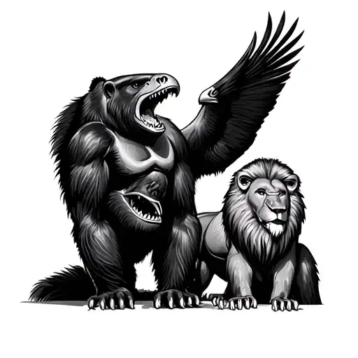 Todem Pole Shark Bear Gorilla Lion Eagle