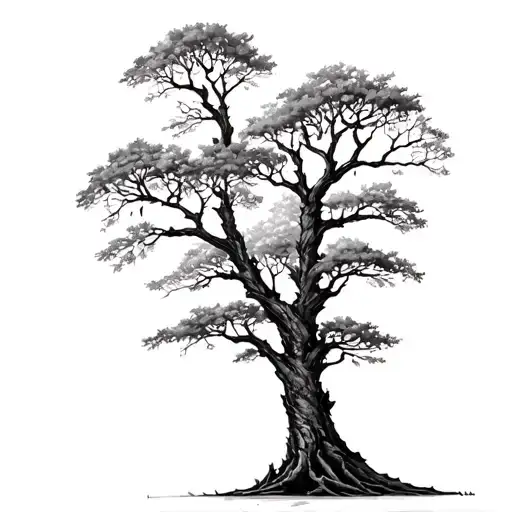 Tree Black And Whte Rough Bark Tall No Leaves