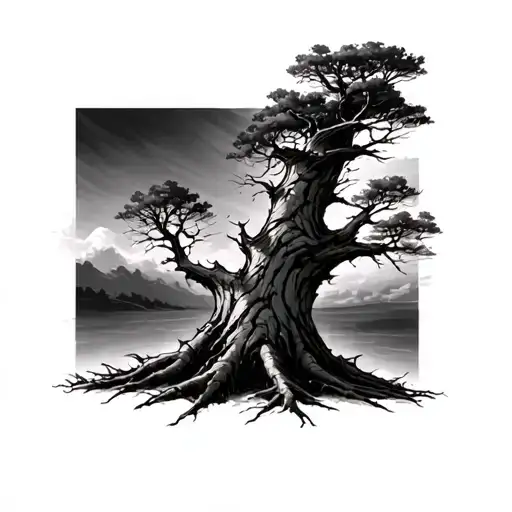 Tree Black And Whte Rough Bark Tall Bare Tree