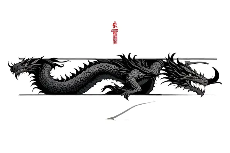Dragon Horizontally With Katana