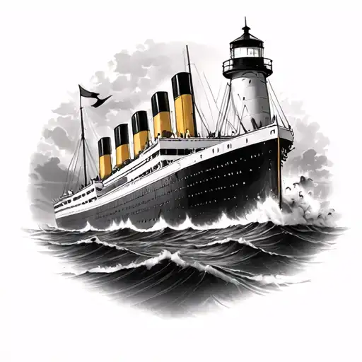 Titanic Crashing Into Lighthouse