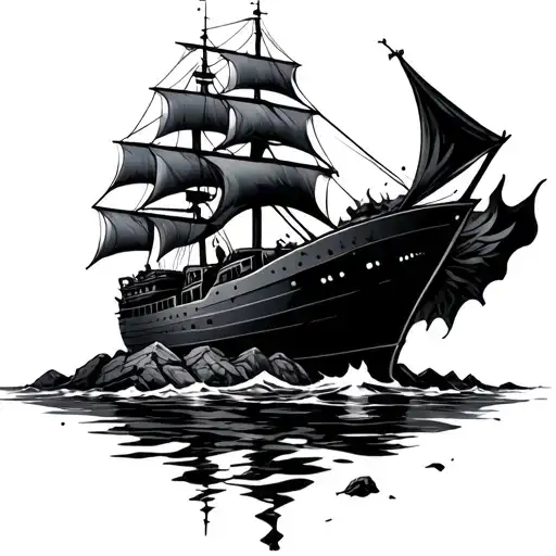 Ship Broken On Rocks