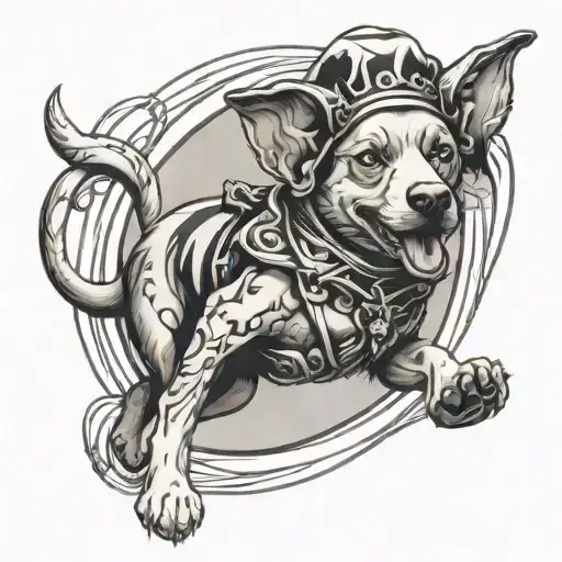 Jester Dog Jumps Through Hoop