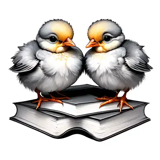 Two Baby Chicks Standing On A Book