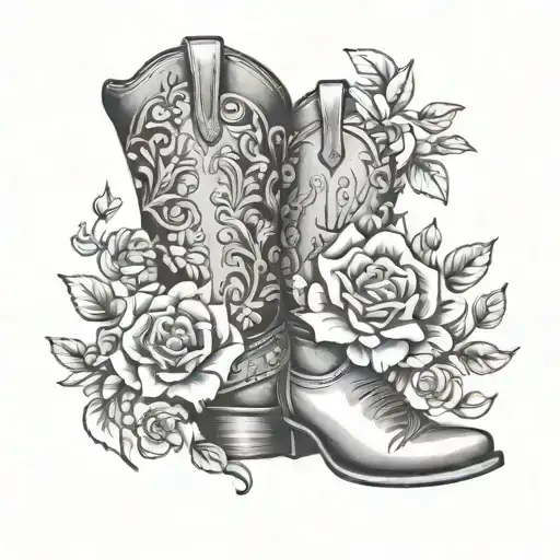 Cowboy Boot With Flowers Coming Out