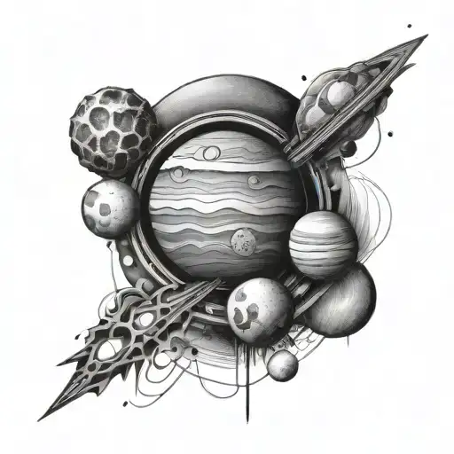 Forearm Tattoo In A Line With Planets
