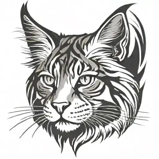 Tribal Maine Coon Cat Head