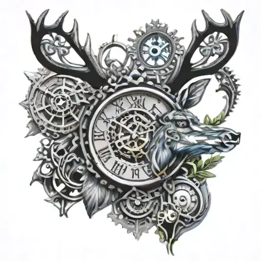 Steampunk Deer Watches Blue Black Copper Grey
