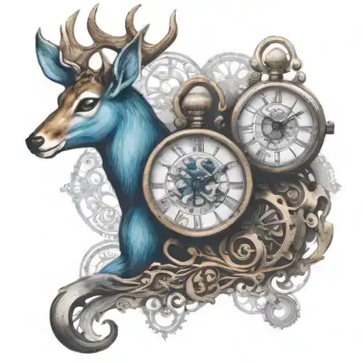 Steampunk Deer Watches Blue Black Copper Grey