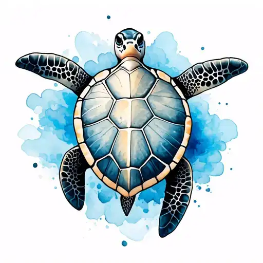 Watercolor Sea Turtle Blue