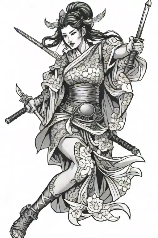 Japanese Woman Warrior Pin-up