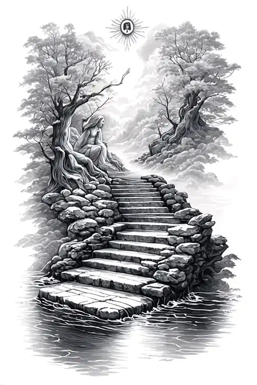 River Of Life Intertwined With Steps Into Heaven