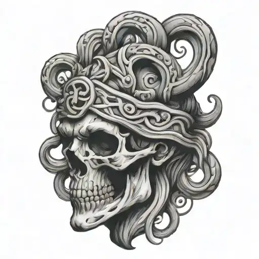 Asclepius Staff Intertwined Skull